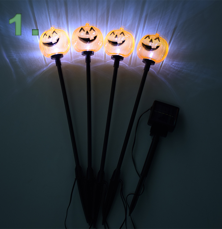 Brīvdabas festivāla notikums un ballītes noformējums 4 Led Pumpkin Solar Stake Lights