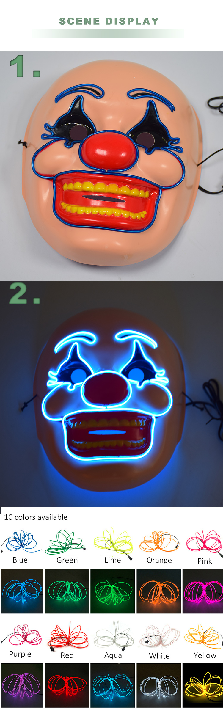 Kvalitatīvas un augsta spilgtuma Helovīna LED maskas un svētku ballīšu maskas