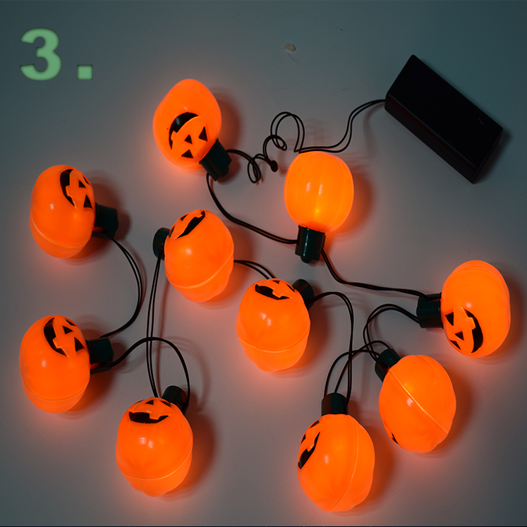 Helovīna Ziemassvētku dekorācijas ar baterijām darbināmas LED pasaku 3D ķirbju stīgu gaismas